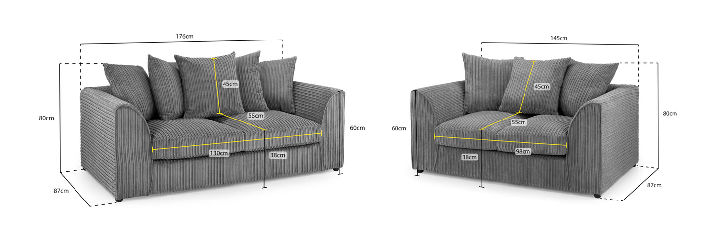 Jumbo Cord 3+2 Seater Sofa Set