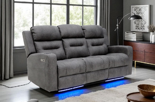 C- Love Grey Electric 3 Seater Recliner
