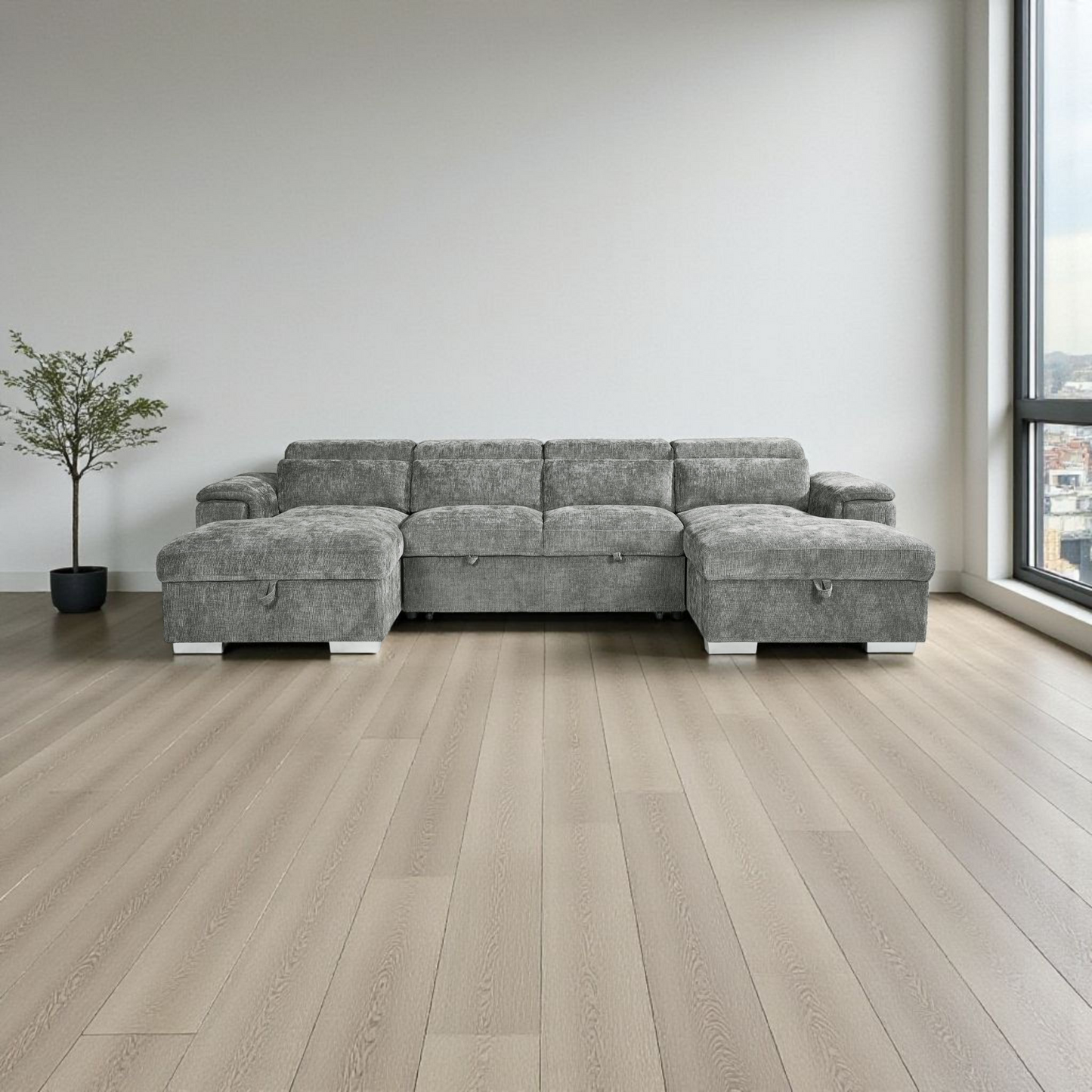 Aaliyah Large Grey U- Shape Sofabed