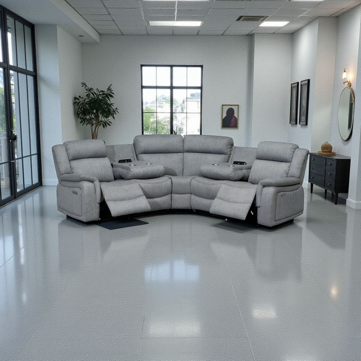 Linden Grey Electric Recliner Corner Sofa