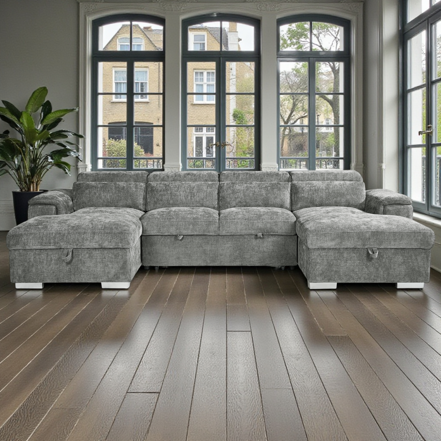 Alaya Large Grey U- Shape Sofabed (New Stock 1st June)