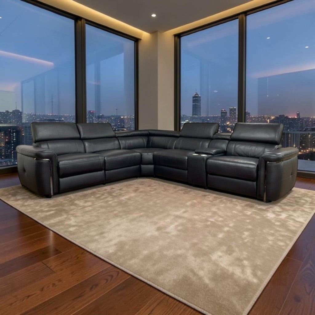 The Savoy Genuine Leather Large Modular Electric Recliner Corner Sofa